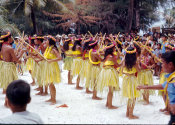 Wilcommen, No. 0040 Young Boys and Girls Dance a Traditional Carolinian Stick Dance in Mwáár and Coconut Leaves